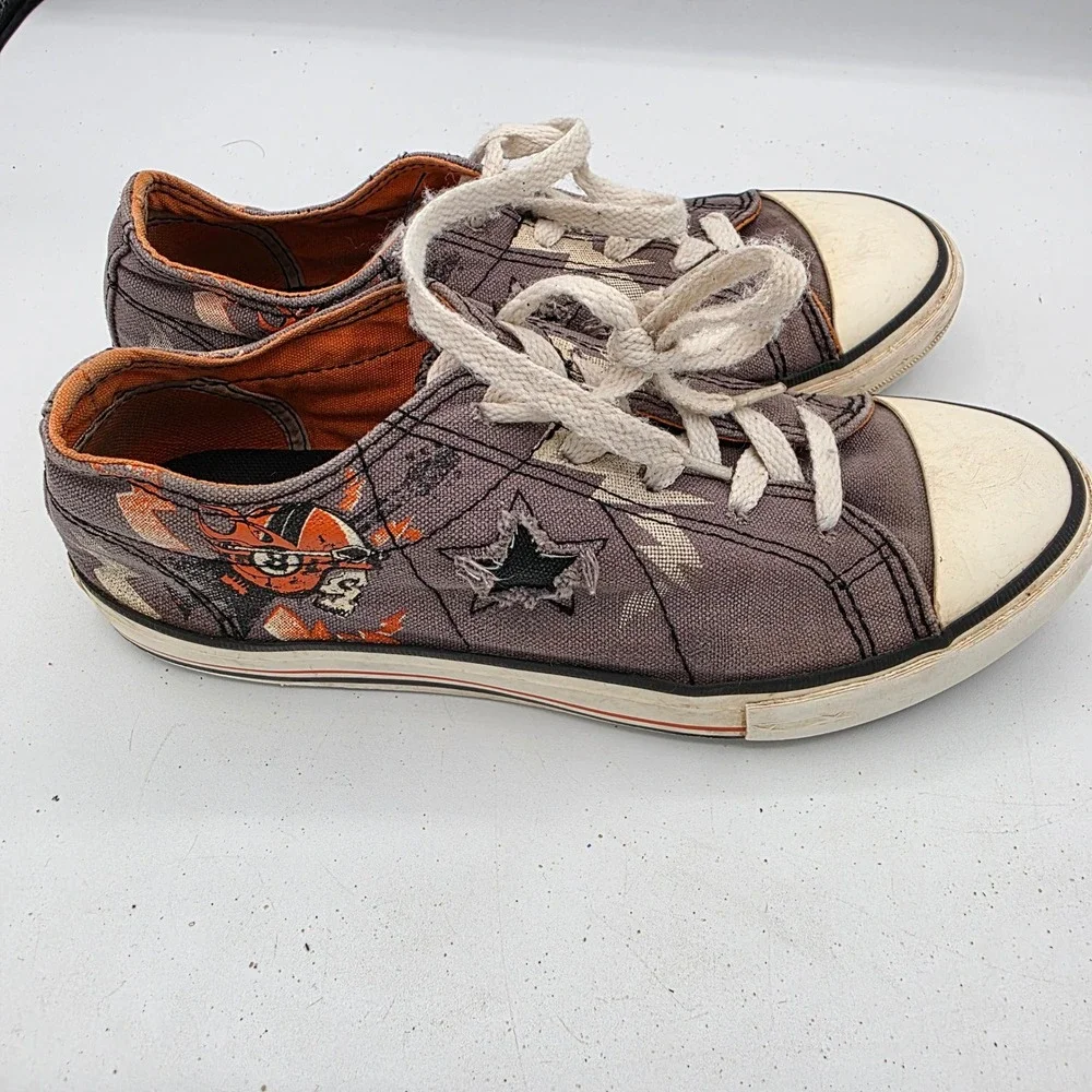 Converse One‎ Star Kids Low Top Sneakers Skull Star Skater Shoes Size 4